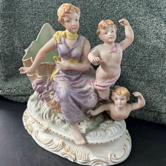Porcelain Figurine Woman Cherubs at Sea MCM Andrea by Sadek - Picture 2 of 11